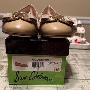 Sam Edelman Oatmeal Suede Flats with Bow